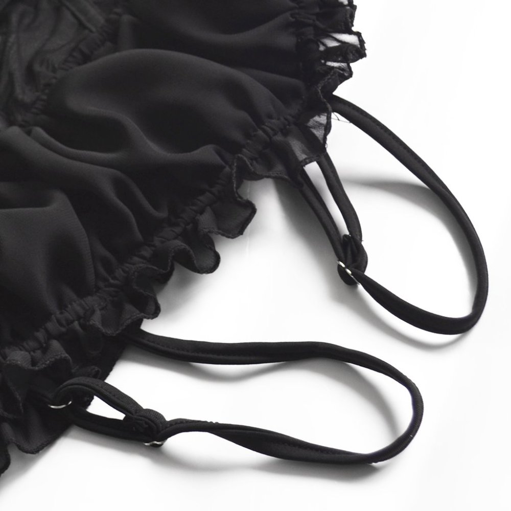 Spaghetti Strap Mesh See through Ruffle - Picture 2 of 3